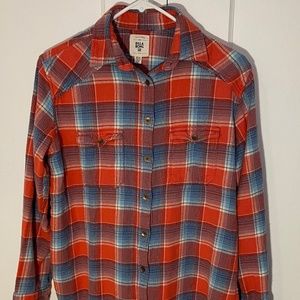 Women's Billabong Long Sleeved Plaid Button Down Shirt Size Small